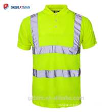 Chine En Gros 100% Polyester Sécurité Réfléchissante Haute Visibilité Polo Bouton Chemise À Manches Courtes Salut Vis Sécurité Travail T-shirt